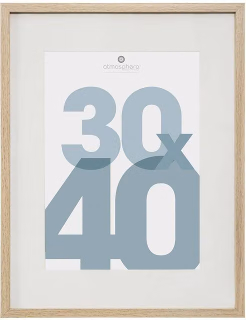 Marco de fotos Manu de Atmosphera en madera y cristal, color beige y marrón, diseño moderno para sobremesa o pared, An/P/Al: 40 x 30 x 1 cm
