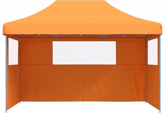 Tienda de fiesta plegable pop-up SYFAX con 3 paredes laterales y ventana, color naranja y azul, An/P/Al: 315 x 279 x 210 cm