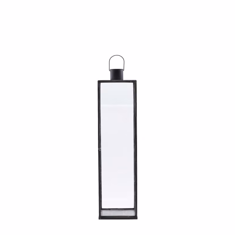 Farol de mesa House Doctor en metal negro y cristal con estilo antiguo, Altura: 79 cm