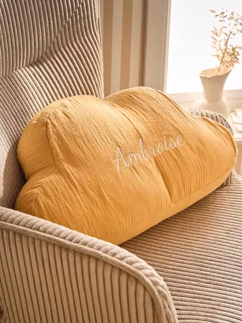 Cojín personalizable Nube de Vertbaudet en gasa de algodón color marrón