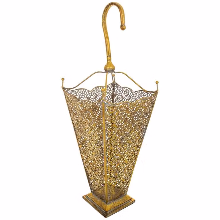 Paragüero de metal Wanderlust deco en color dorado y bronce An/P/Al: 27,5 x 27,5 x 80 cm