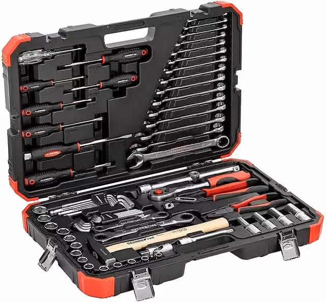 Set de llaves de vaso Gedore de 69 piezas en rojo y negro con estuche de plástico