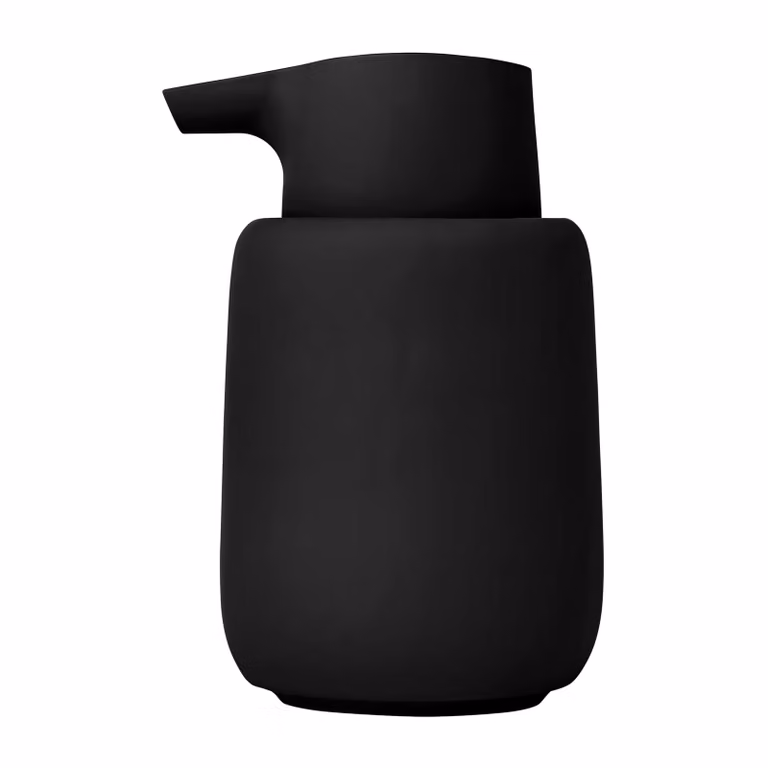 Dispensador de jabón Blomus Sono de cerámica negro con bomba de 250 ml