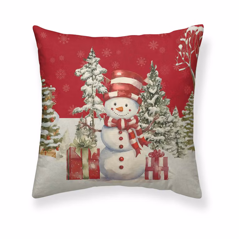 Funda de cojín cuadrada Muare Home de algodón color rojo para Navidad, 50 x 50 cm