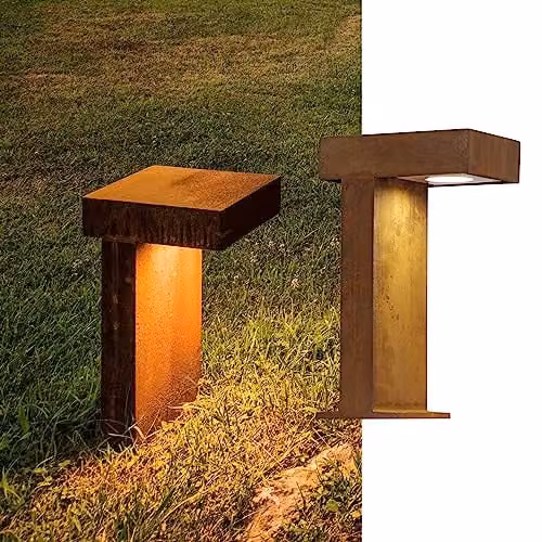 Lámpara de pie de exterior SLV para jardín y terraza, color marrón, acabado rústico en metal, bombilla LED GX53 de 9W incluida, protección IP44