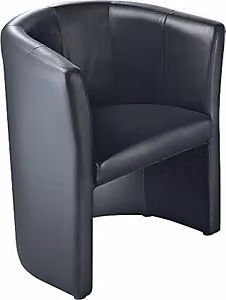 Sillón de club Nowy Styl tapizado en piel sintética negra con estructura de madera y reposabrazos