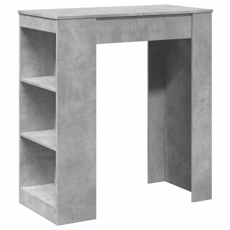 Mesa alta de bar con estantes vidaXL en madera gris hormigón, An/P/Al: 95 x 47 x 103,5 cm