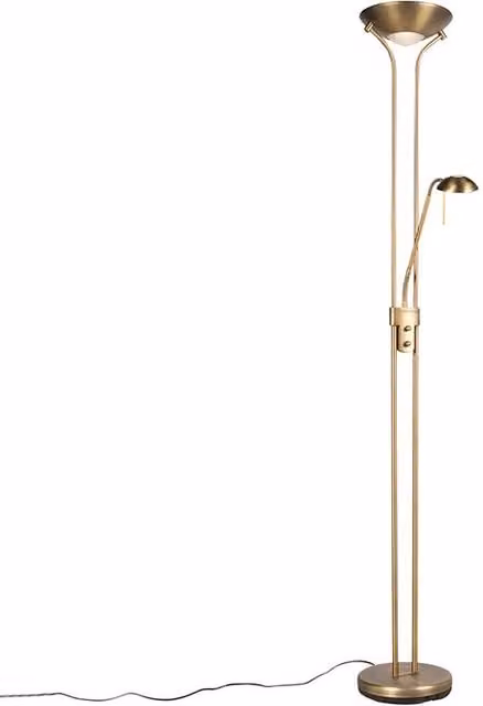 Lámpara de pie Qazqa Diva en color bronce con brazo de lectura y LED integrado de 18W regulable, Altura: 180 cm