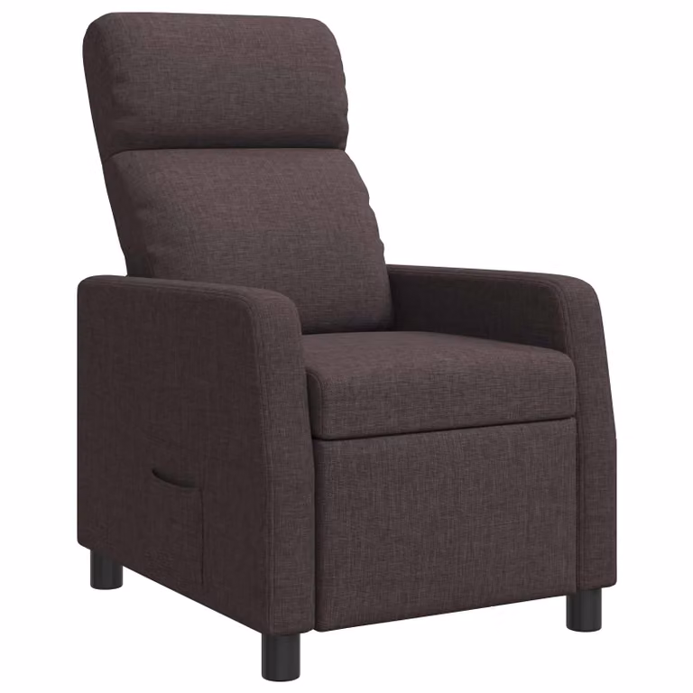 Sillón reclinable relax vidaXL en tela color marrón oscuro con reposabrazos para salón u oficina
