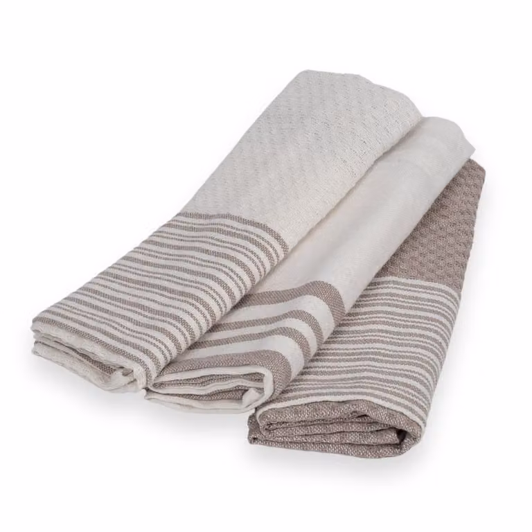 Set de 3 paños de cocina Mahdia de algodón color marrón, An/Al: 45 x 70 cm