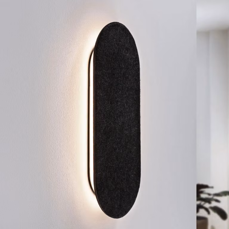 Aplique LED Tulga Paulmann con regulación de 3 pasos, luz blanca cálida de 2700 K y 900 lm, acabado en color negro y textil para salón o cocina