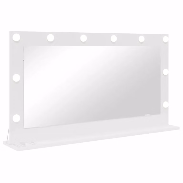 Espejo de tocador rectangular con luz LED vidaXL en color blanco, An/P/Al: 100 x 55 x 18 cm