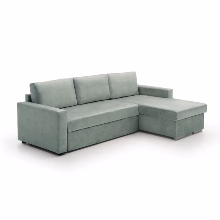 Sofá cama Isabella Velare con chaise longue derecha en color agua marina An/P/Al: 226 x 146 x 85 cm