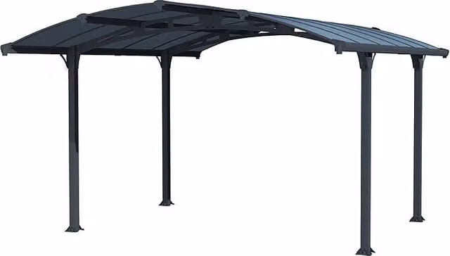 Carport doble Arcadia de Palram en color gris con estructura de aluminio y cubierta de policarbonato, An/Pr: 3,59 x 4,35 m
