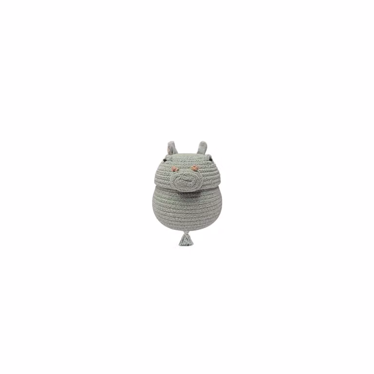 Cesta mini Henry el hipopótamo de Lorena Canals en azul, rosa o gris, Diámetro: 15 cm
