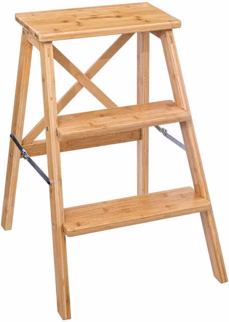 Escalera de bambú de 3 niveles WELLHOME color marrón An/P/Al: 50 x 43,5 x 63,5 cm