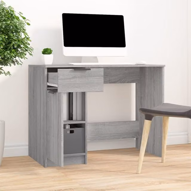 Escritorio de ordenador minimalista SYFAX en color gris de madera MDF An/P/Al: 100 x 50 x 75 cm