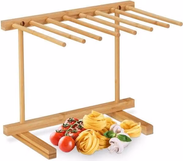 Soporte para pasta de B2X con 8 brazos en color marrón y acabado de bambú