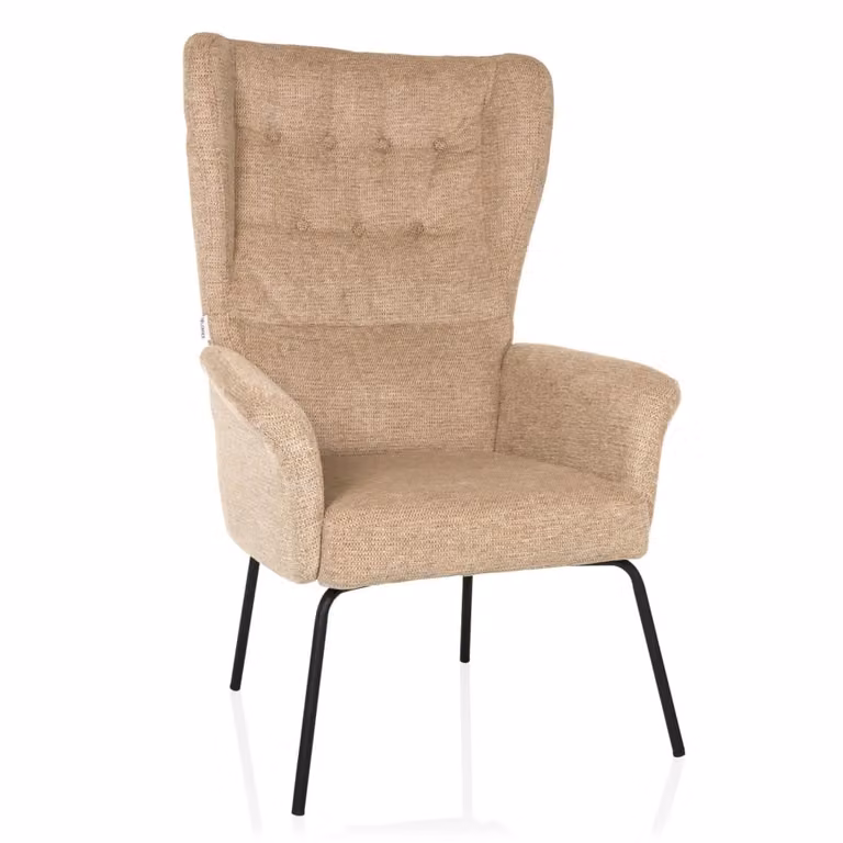 Sillón lounge de estilo escandinavo hjh LIVING en tejido boucle beige con estructura de metal