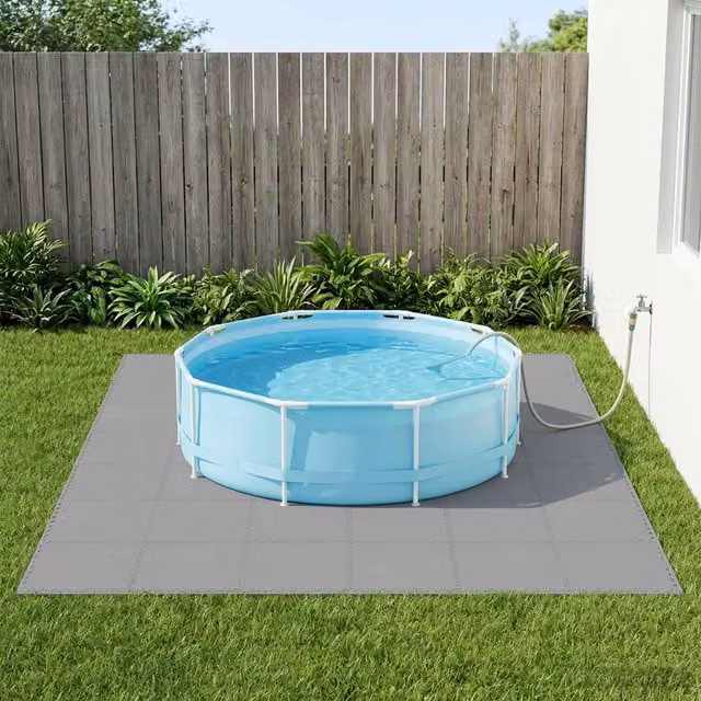 Set de 12 tapetes para piscina de espuma EVA vidaxl color gris con acabado comfort