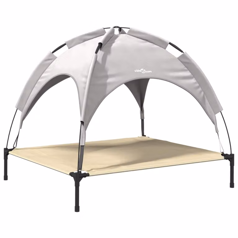 Cama para perro vidaXL de metal en color gris plateado con suelo elevado, An/P/Al: 90 x 81 x 80,5 cm