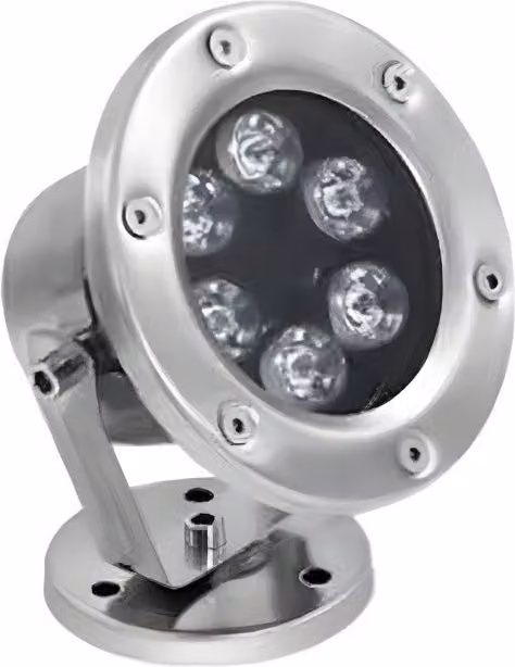 Foco LED de superficie Slamp con acabado en acero inoxidable, color blanco y plata, orientable y resistente al agua con protección IP68 para jardín o cocina