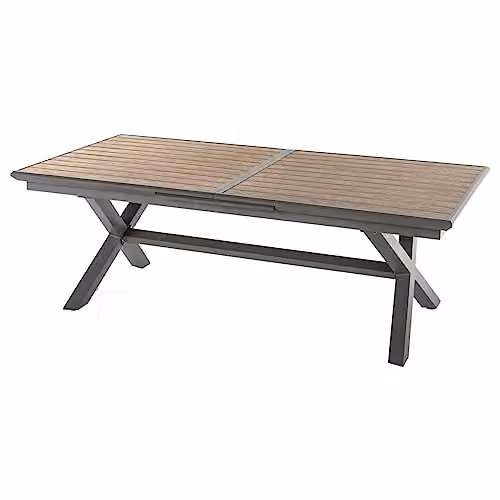 Mesa de jardín extensible Hesperide Axiome para 10 personas, aluminio con revestimiento epoxi color marrón mate