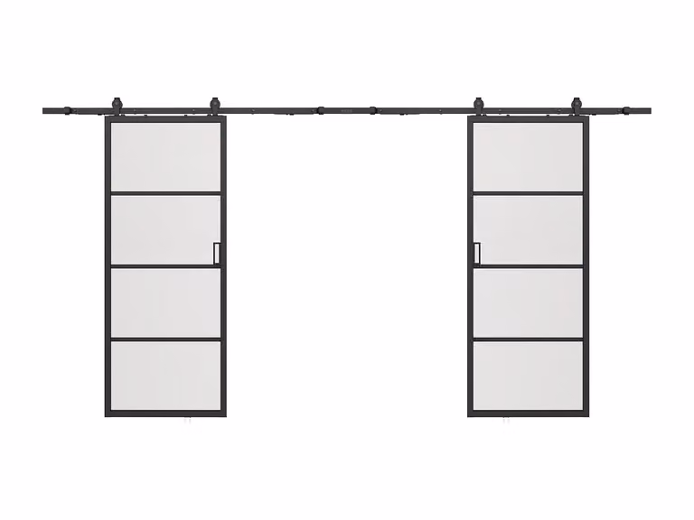 Puerta corredera reversible Sinca de aluminio y cristal en color negro, Altura: 205 cm, Ancho: 63 cm