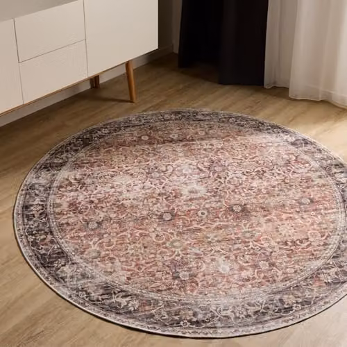 Alfombra Benuta Basic George Multicolor Redonda de 160 cm con Estilo Vintage y Abstracto para Salón, Comedor o Dormitorio