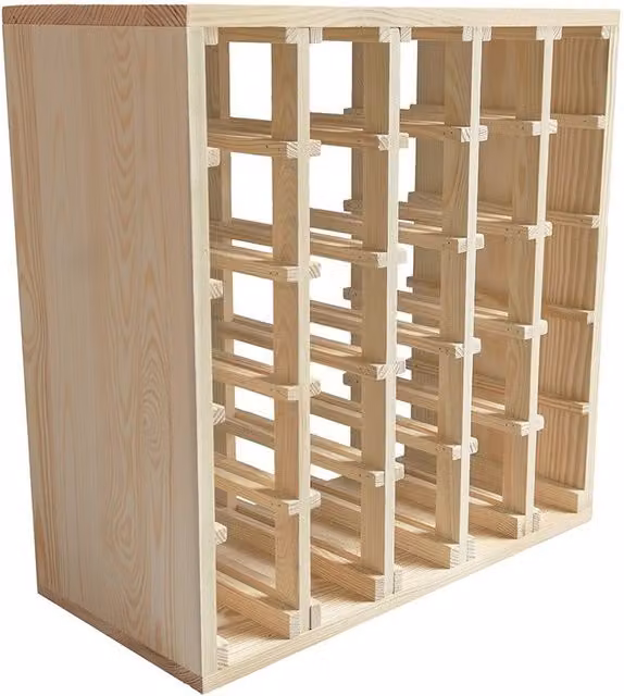 Botellero de madera moderno Box & Beyond para 25 botellas, color marrón y beige, An/P/Al: 53 x 25 x 53 cm