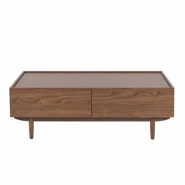 Mesa de centro rectangular SANAA de madera en color marrón con acabado mate y estilo retro