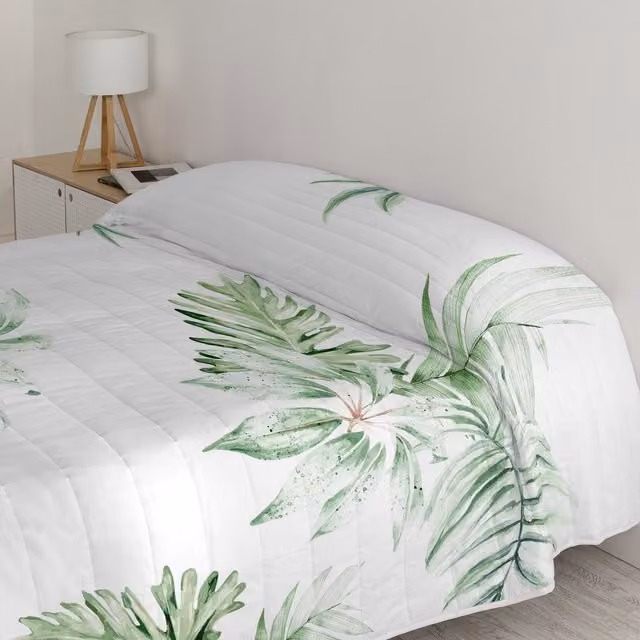 Colcha reversible de algodón Happyfriday con diseño de rayas en color blanco, An/P: 180 x 260 cm
