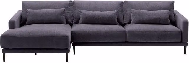 Sofá de 5 plazas con chaiselongue izquierda Harvey de El Corte Inglés en gris y morado con fundas extraíbles