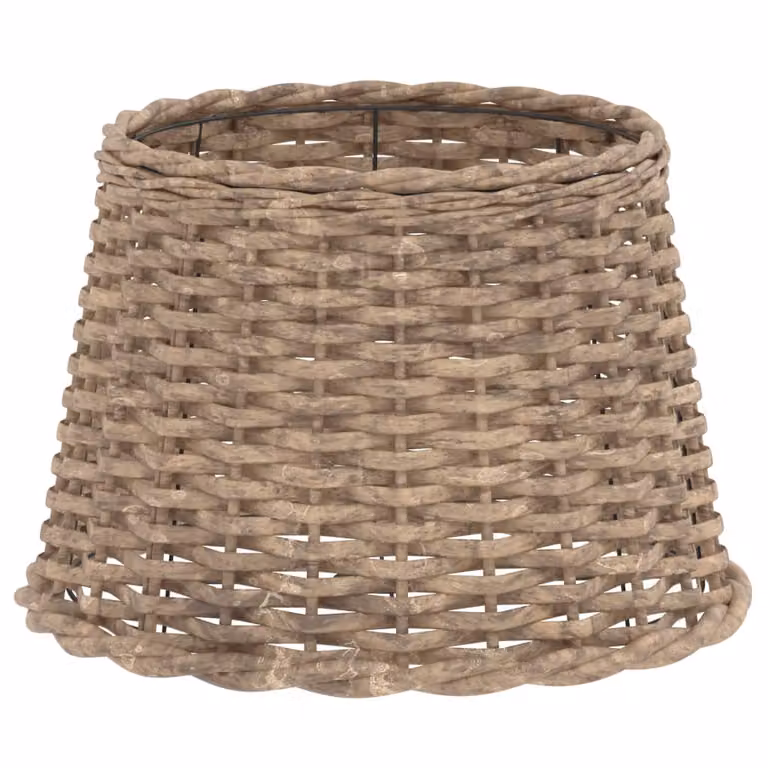 Pantalla para lámpara de mimbre y metal estilo boho de vidaXL en color marrón, Diámetro: 40 cm, Altura: 26 cm