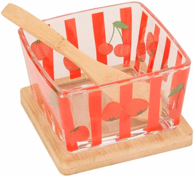 Juego de 3 tazas de aperitivo con diseño floral y detalles de bambú Atmosphera en colores rojo y multicolor