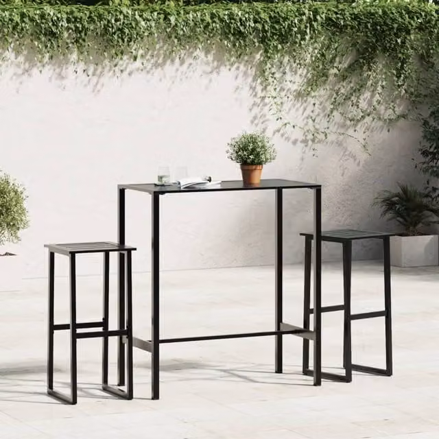 Set de 2 taburetes de bar modernos SYFAX en acero negro mate An/P/Al: 38 x 38 x 80 cm