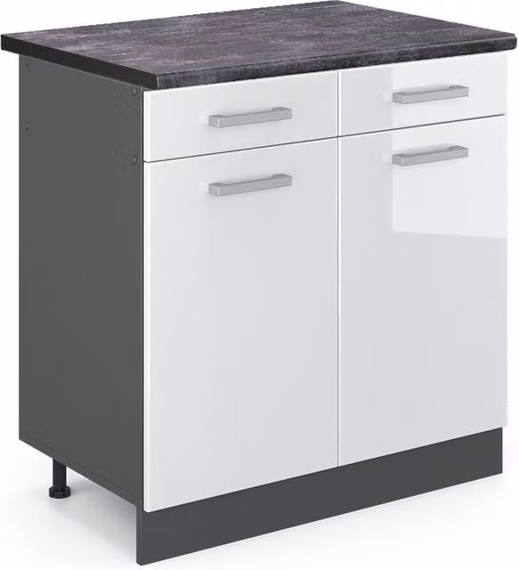 Mueble bajo de cocina Vicco R-Line en blanco alto brillo y antracita An/P/Al: 80 x 60 x 81,6 cm