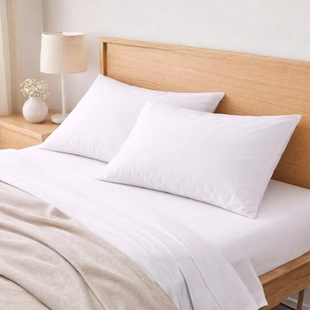 Juego de sábanas liso de 3 piezas Donegal Collections de 100% algodón en color blanco para cama de 150 cm