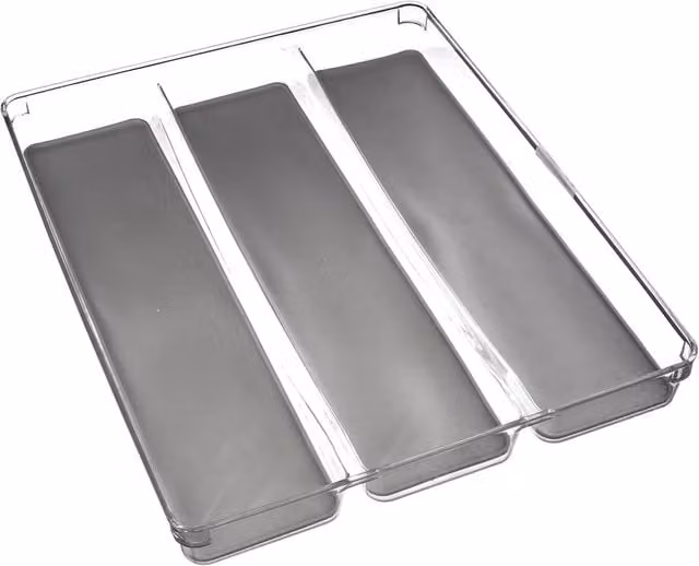 Cubertero Tidy Smart de 5five con 3 compartimentos en gris y transparente de acrílico An/P/Al: 40 x 32 x 4,5 cm