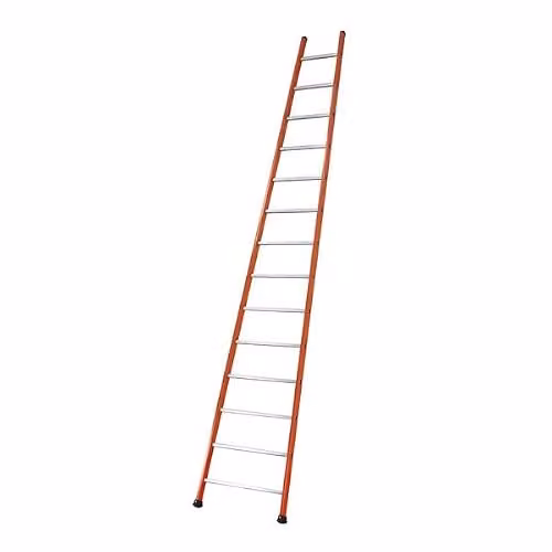 Escalera simple acampanada Tubesca Comabi de 14 peldaños en acero y aluminio color naranja con altura máxima de acceso de 4,99 m