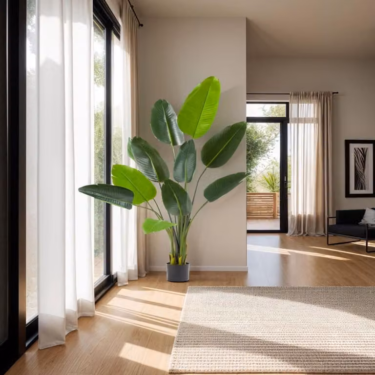 Árbol de ave del paraíso artificial de 160 cm verde de TecTake con aspecto realista y hojas grandes