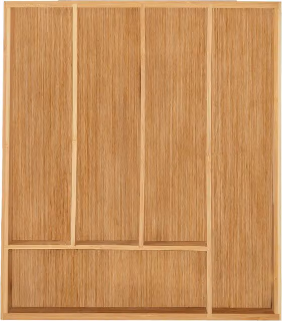 Set de 2 cuberteros de bambú y MDF de relaxdays con 5 compartimentos, color marrón, An/P/Al: 34 x 30 x 5 cm