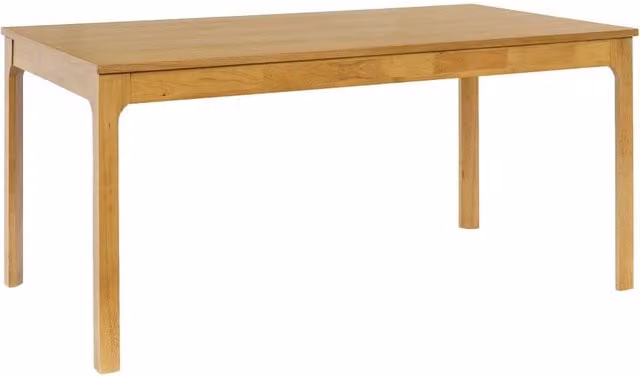 Mesa de comedor extensible rectangular sweeek de madera de hevea y chapa de roble, color marrón o beige, An/P/Al: 160 x 90 x 75 cm
