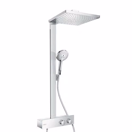 Columna de ducha termostática Hansgrohe Raindance E con ducha lluvia y de mano, acabado cromo