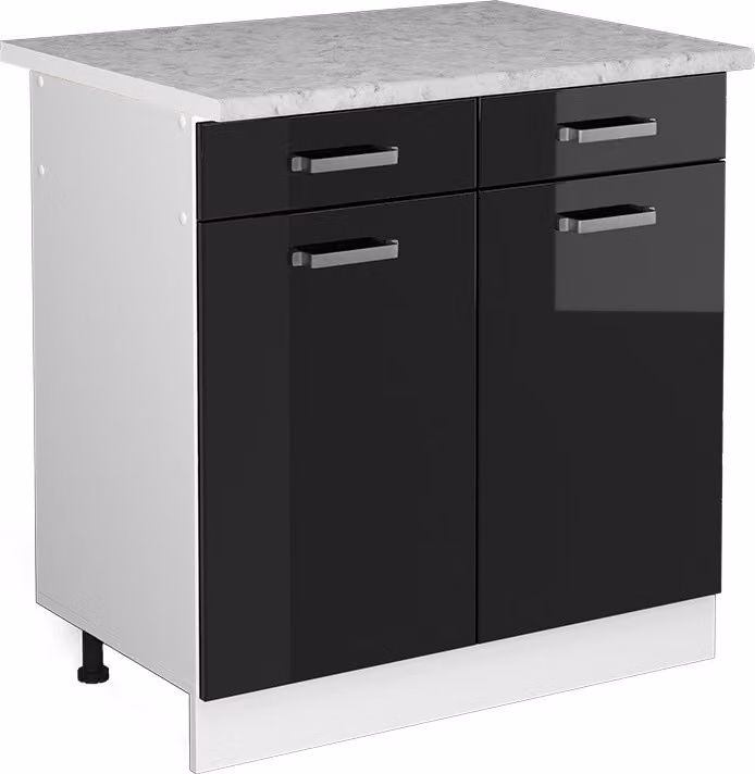 Mueble bajo universal Vicco R-Line negro brillo intenso con puertas y cajones An/P/Al: 80 x 60 x 81,6 cm