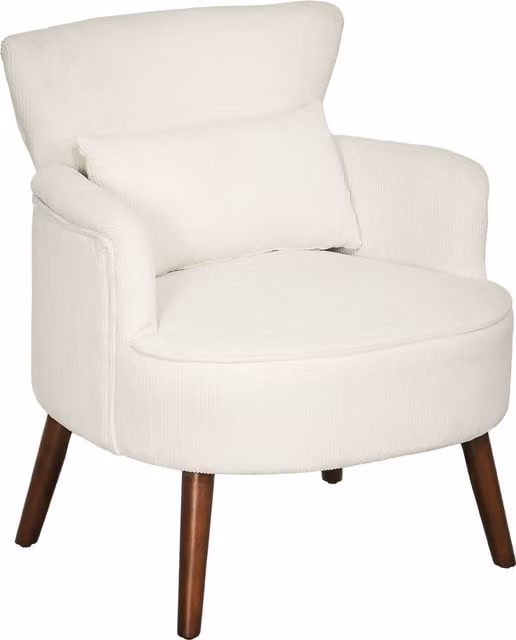 Sillón relax individual HOMCOM de terciopelo beige con patas de madera para salón, dormitorio u oficina