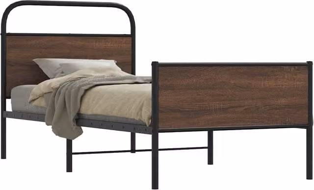 Estructura de cama Maison Exclusive en madera y metal color marrón roble, An/P/Al: 90 x 200 x 100 cm