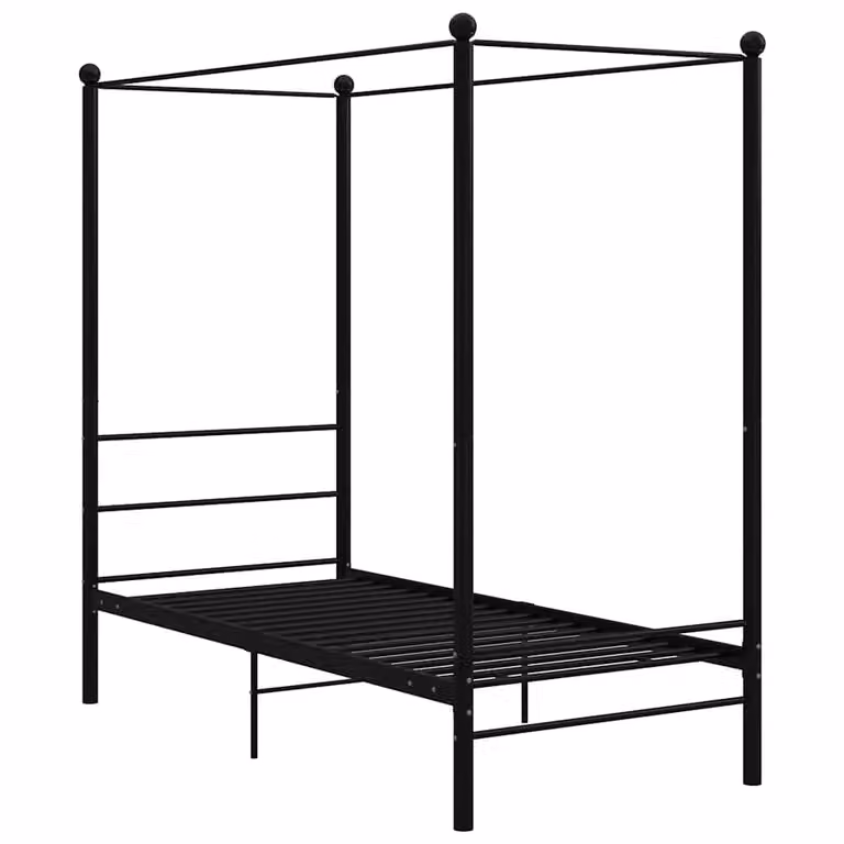 Estructura de cama con dosel vidaXL de metal en color negro, An/P: 100 x 200 cm