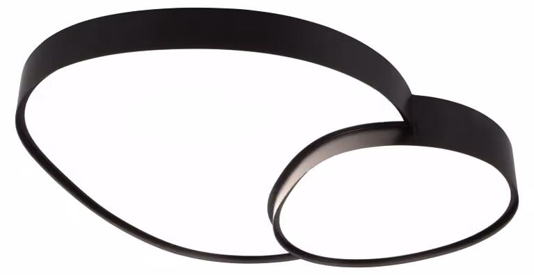 Lámpara de techo LED Trio Rise de diseño orgánico en color negro mate, 45W, regulable con control remoto y ajuste de temperatura de color CCT (2700K-6500K)
