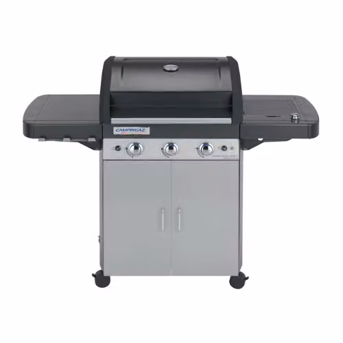 Barbacoa de gas Campingaz 3 Series Classic LS Plus con hornillo lateral en acero negro y gris